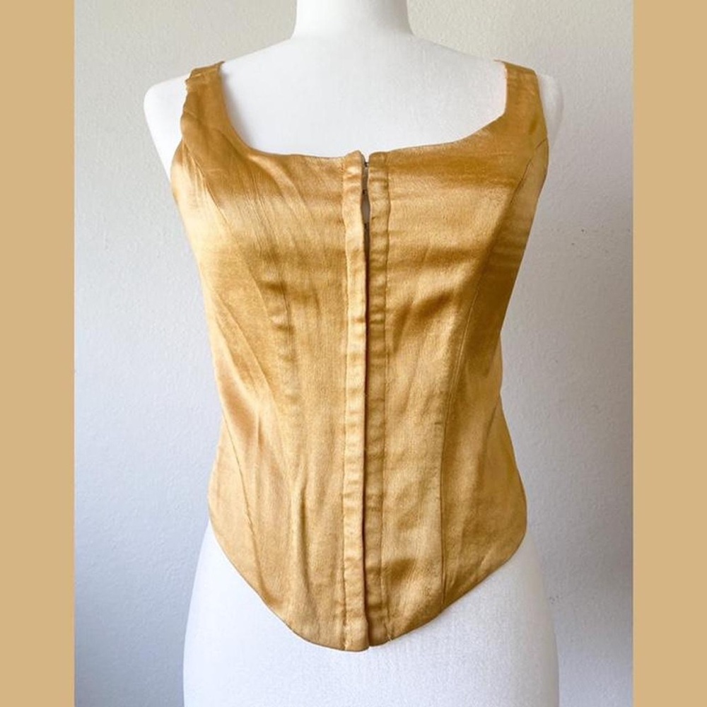 90s 1990s Grunge Goth Gold metallic hook corset